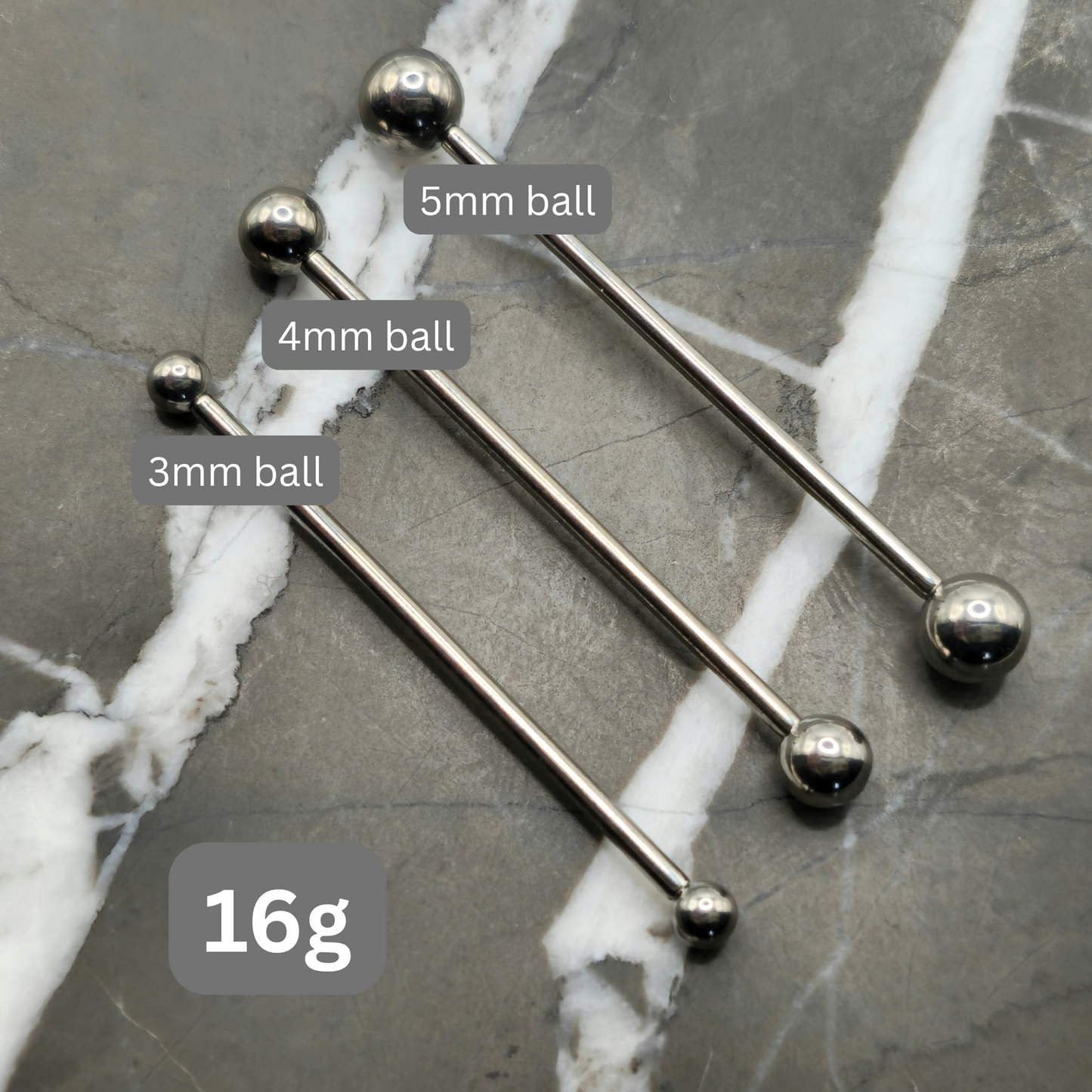 18g, 16g or 14g Industrial Barbell
