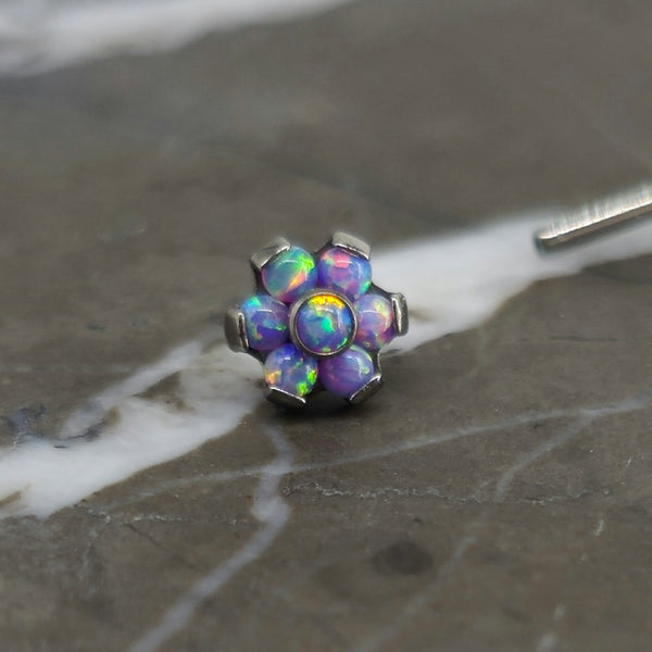Purple Opal Flower Threadless Labret