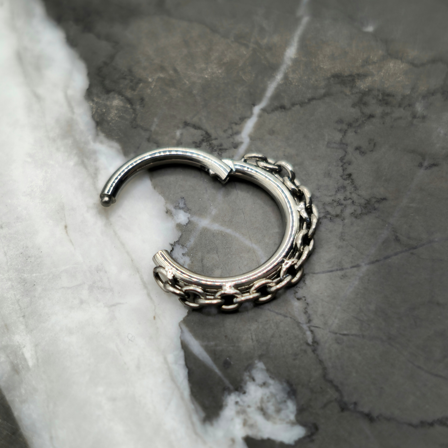 Titanium Hinged Clicker with Secure Chain