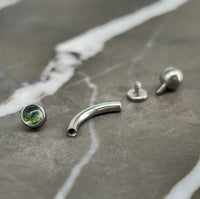 New | Moss Agate Stone Titanium Curved Barbell