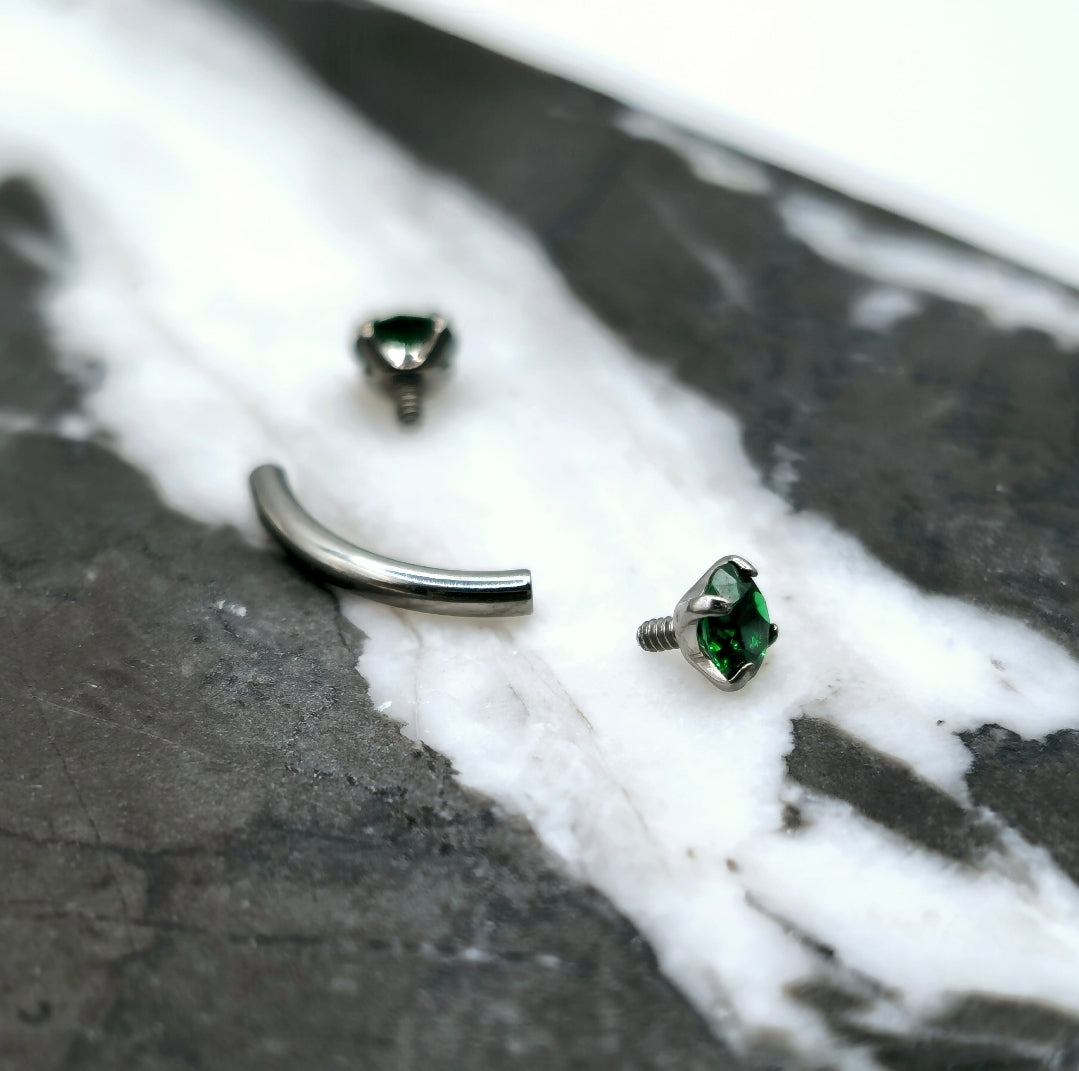 Green Zirconia Titanium Curved Barbell