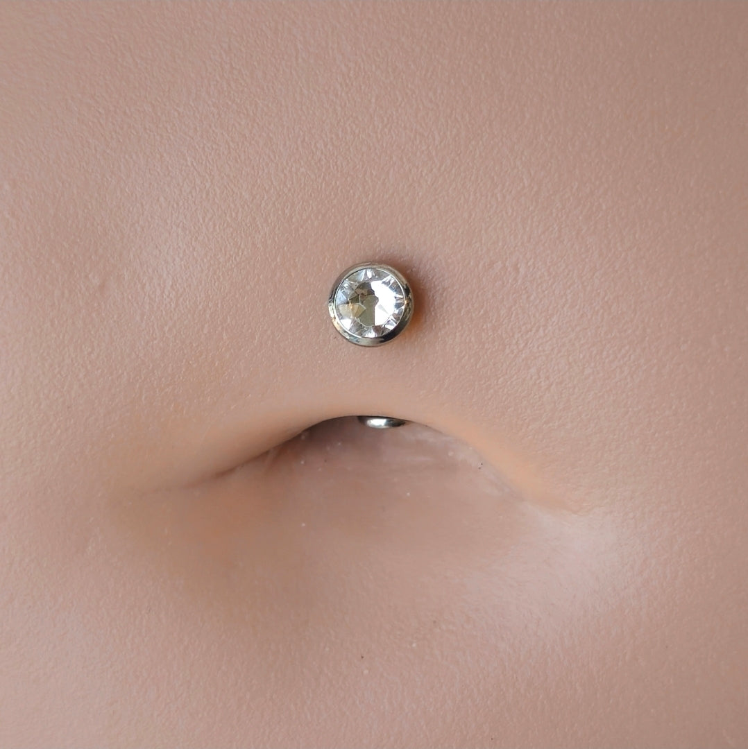 Suncatching Floating Belly Button Ring Curved Barbell with Swarovski