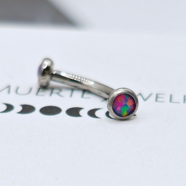 Titanium Purple Opal Minimalist Flat End Curved Barbell