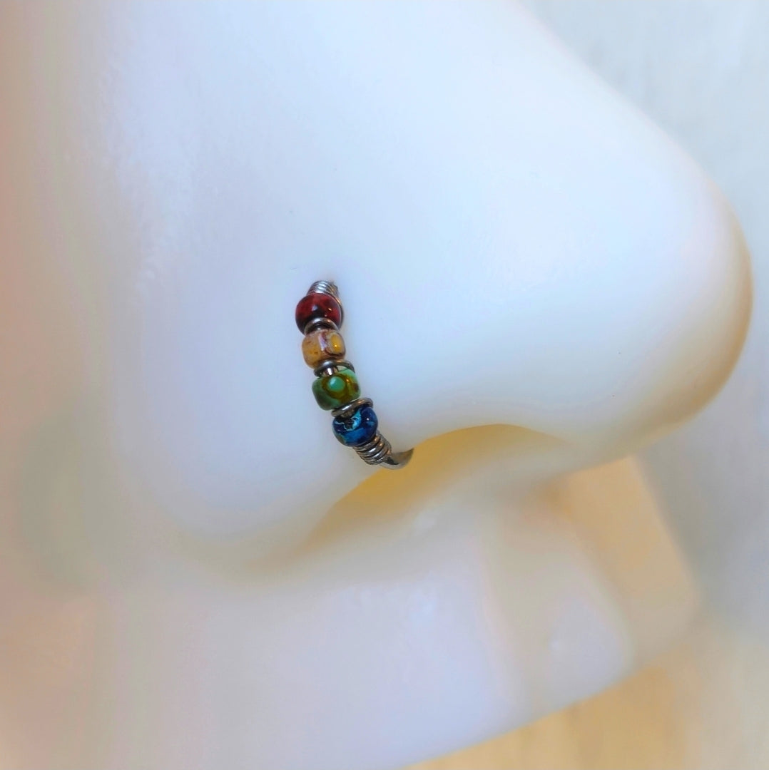 Picasso Multicolor Beaded Nose Ring