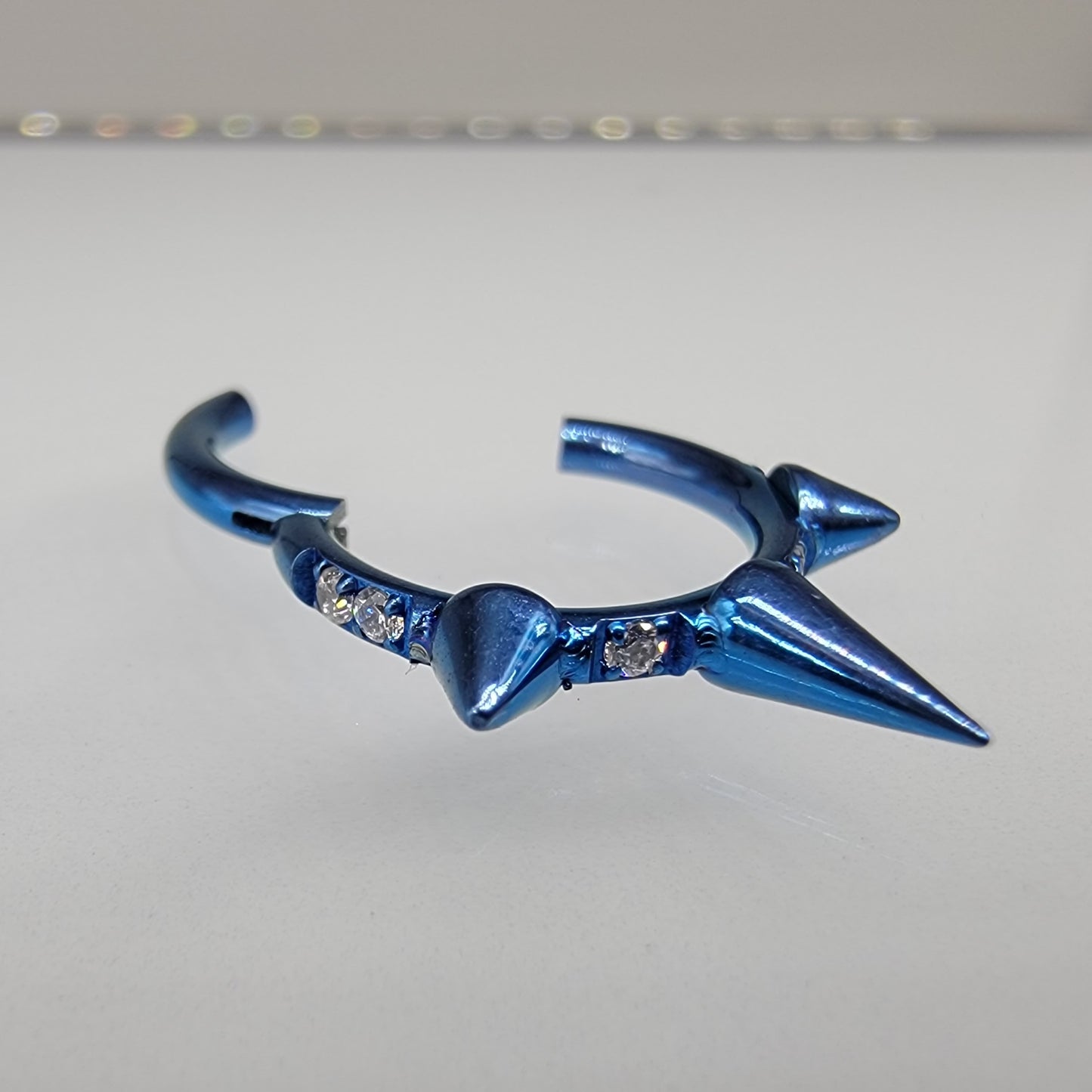 Titanium + Cubic Zirconia Triple Spike Jewelry Clicker