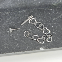 Heart Chain with Cubic Zirconia Threadless Labret