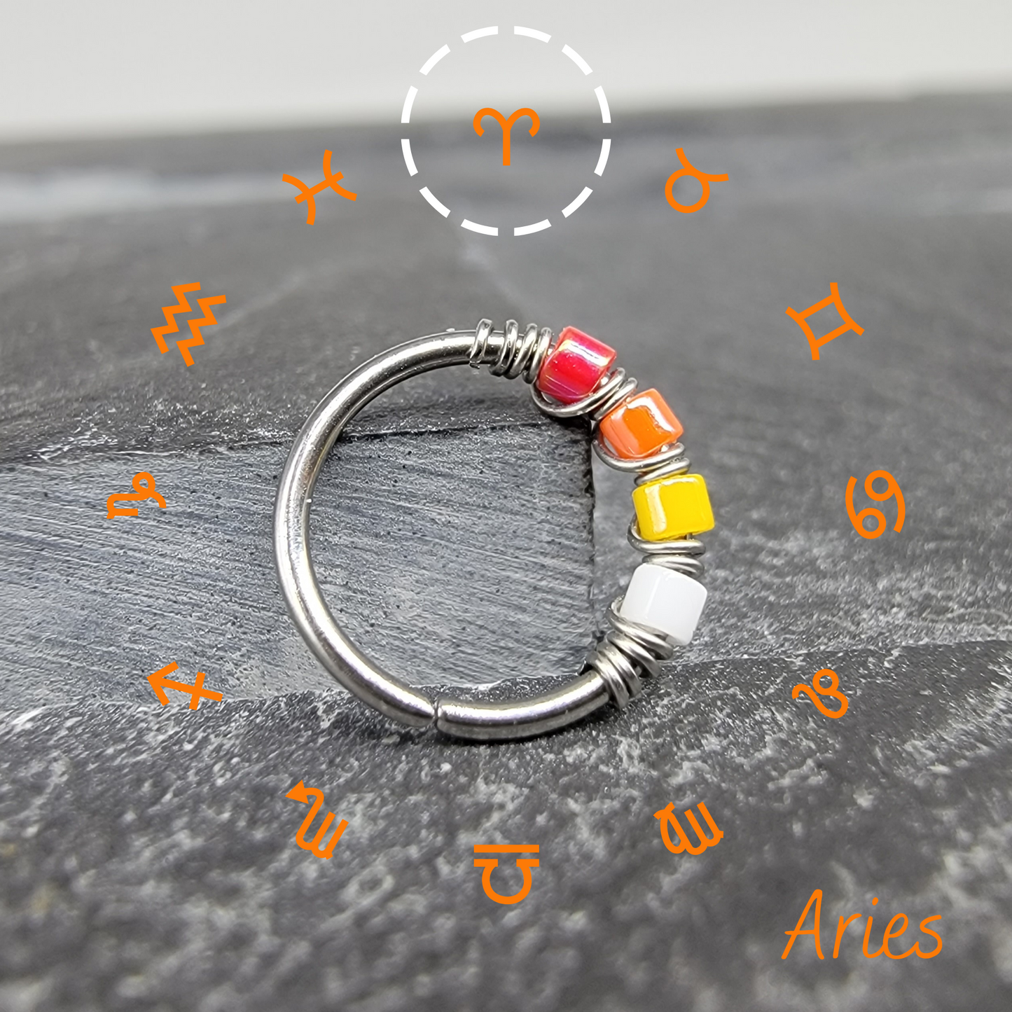 Aries Zodiac Sign Bead Hoop