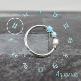 Aquarius Zodiac Sign Bead Hoop