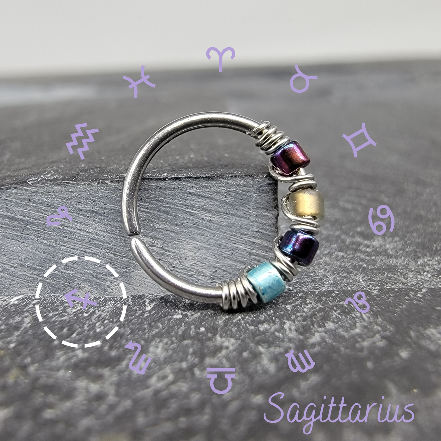 Sagittarius Zodiac Sign Bead Hoop