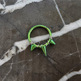 Green Titanium Triple Spike + Banded Jewelry Clicker
