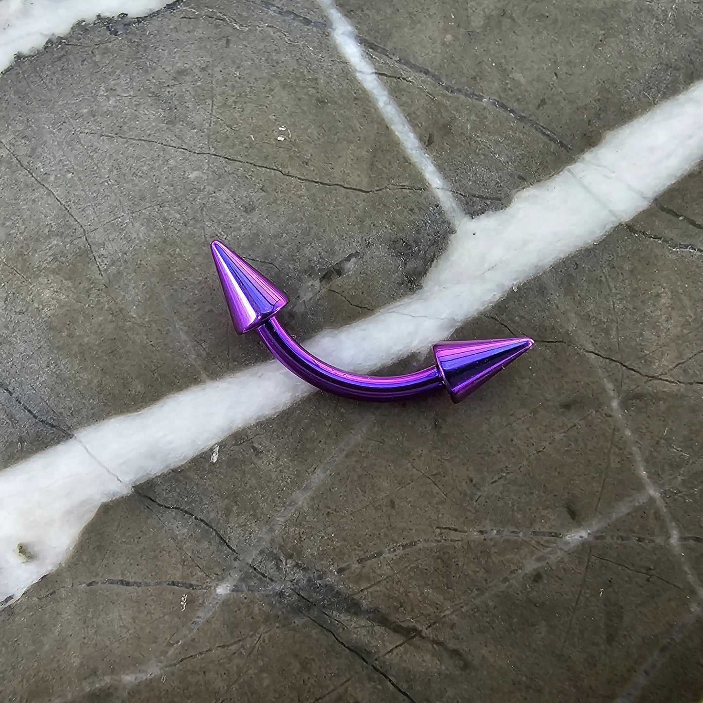 Blue-Purple (Blurple) Barbell with Spikes