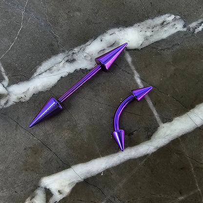 Blue-Purple (Blurple) Barbell with Spikes