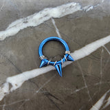 Blue Titanium Triple Spike + Banded Jewelry Clicker