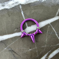 VIOLET Titanium Triple Spike + Banded Jewelry Clicker