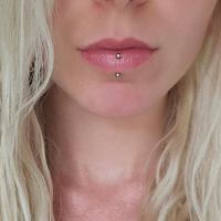 Silver Vertical Labret Curved Barbell