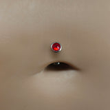 Floating Belly Button Ring Curved Barbell with Red Swarovski