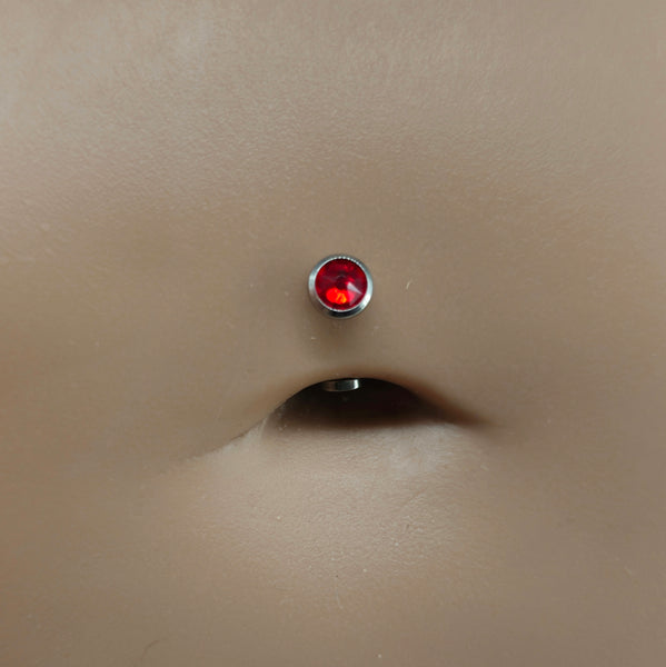 Floating Belly Button Ring Curved Barbell With Red, 44% OFF