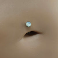 Floating Belly Button Ring Curved Barbell with Mother of Pearl