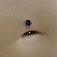 Floating Belly Button Ring Curved Barbell with Amethyst