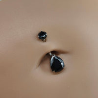 Black Teardrop Belly Button Ring Curved Barbell