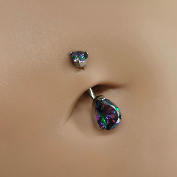 Vitrail Medium Teardrop Belly Button Ring Curved Barbell