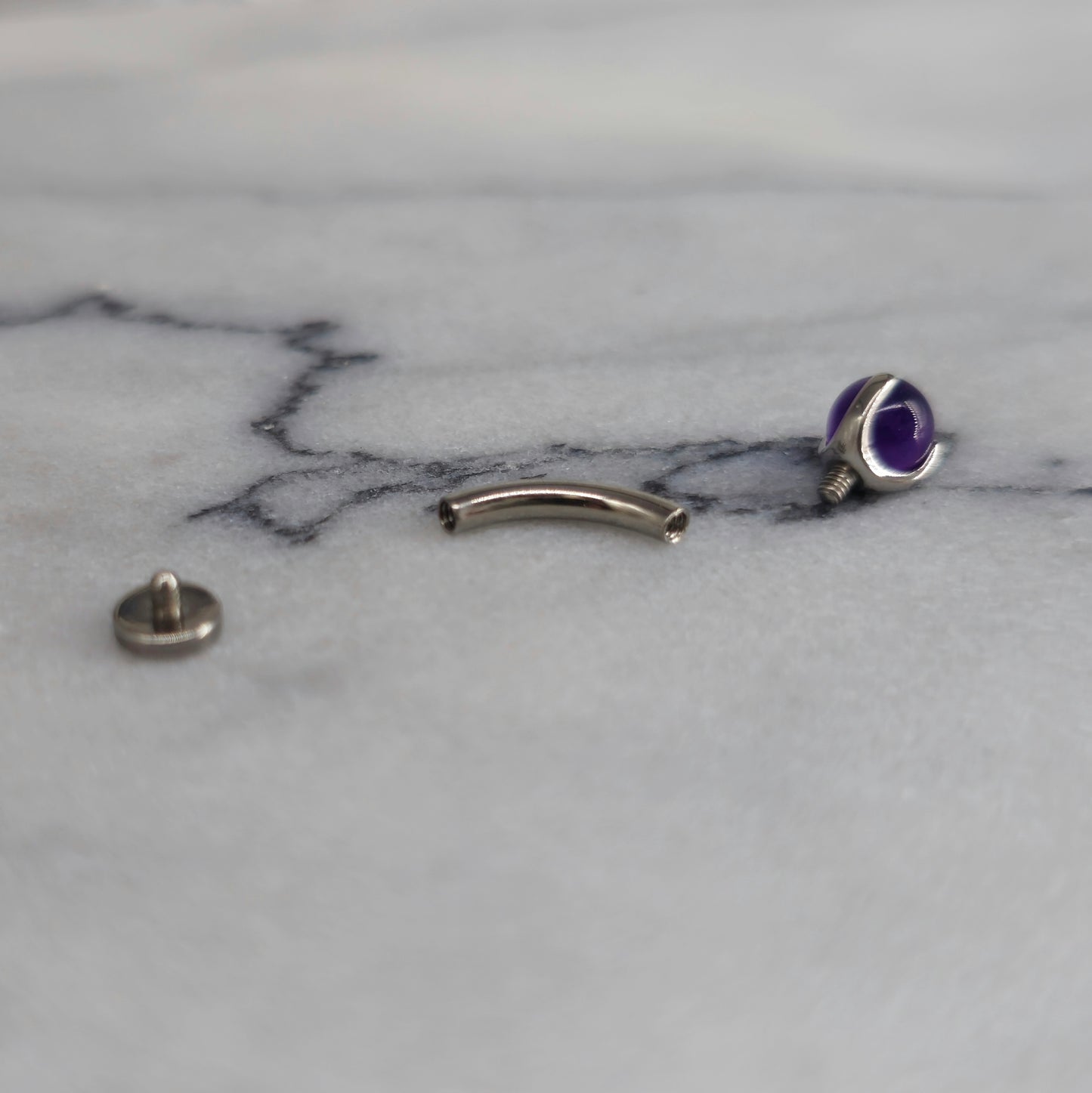 Floating Belly Button Ring Curved Barbell with Amethyst