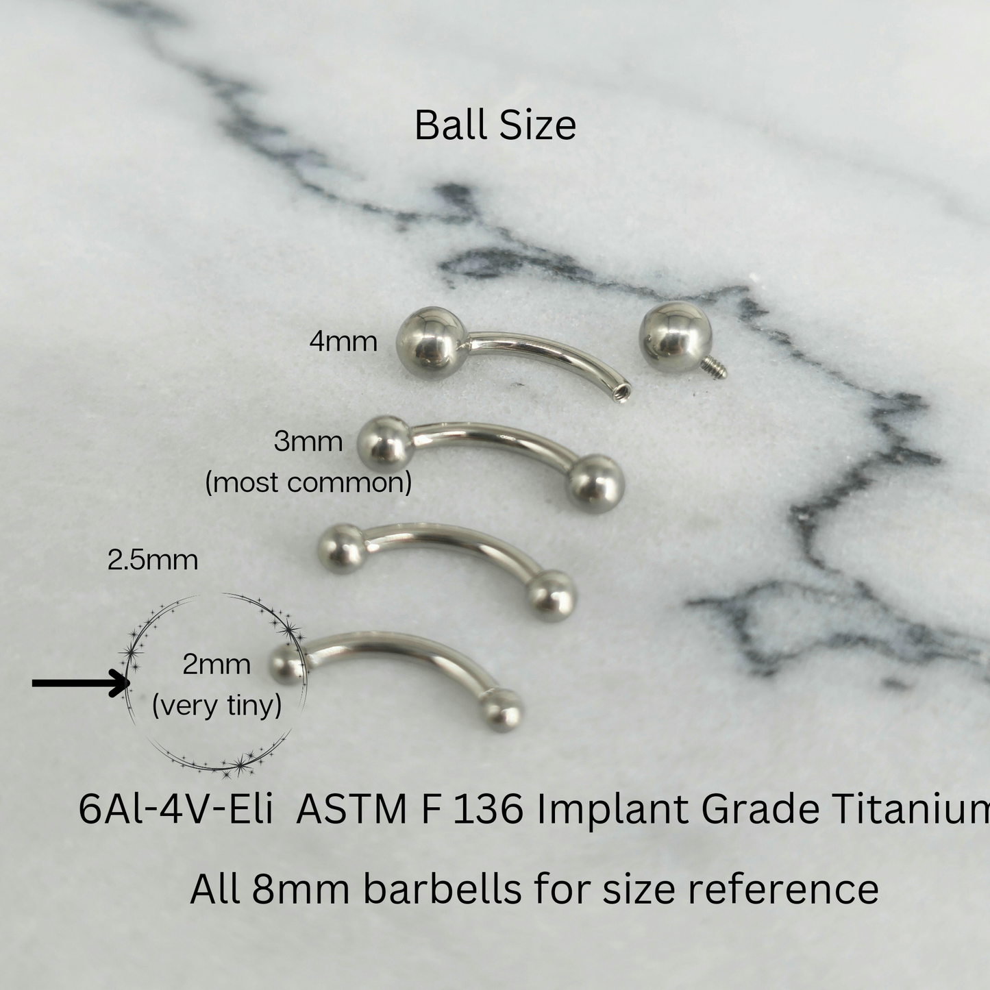 Tiny "Floating" Titanium Zirconia Curved Barbell