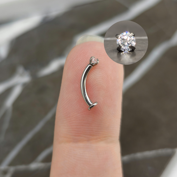 New | Tiny "Floating" Titanium Zirconia Curved Barbell