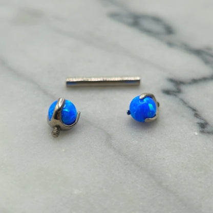 Titanium Blue Claw Set Opal Barbells in 14g