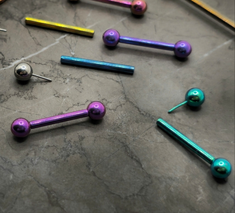 Anodized Titanium Threadless Straight Barbell