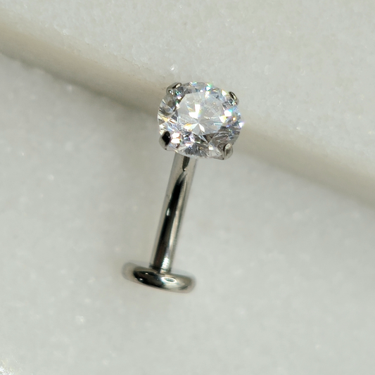 Floating Belly Button Curved Barbell with Cubic Zirconia