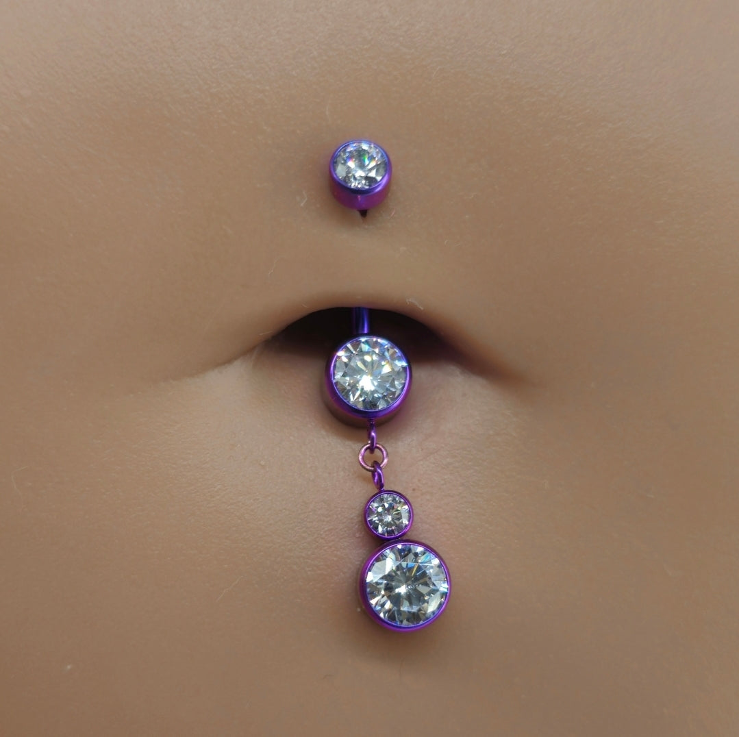 Blurple Suncatcher Zirconia Dangle Navel Ring