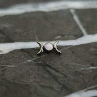 Trinity Crescent Moon Opal Labret