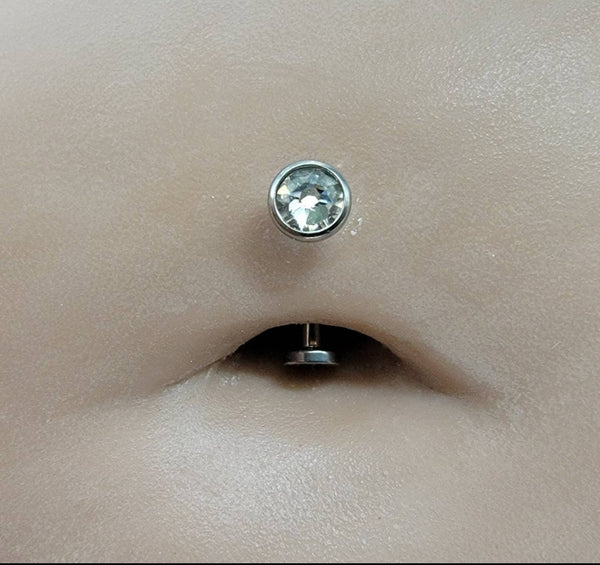 Suncatching Floating Belly Button Ring Curved Barbell with Swarovski