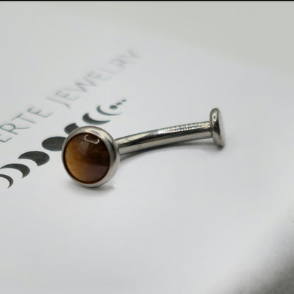 Tiger Eye Stone Titanium Curved Barbell