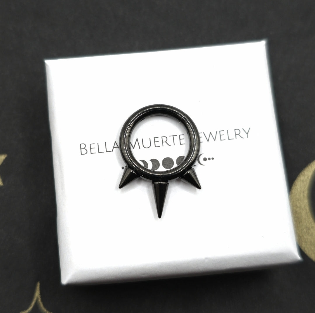 Black Titanium Triple Spike Jewelry Clicker