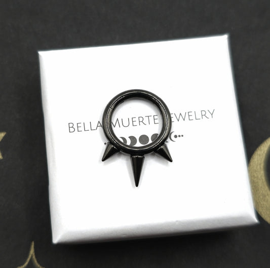 Black Titanium Triple Spike Jewelry Clicker