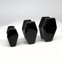 Black Obsidian Coffin Double Flare Stone Plugs