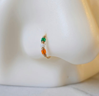 Irish Flag Nostril or Cartilage Hoop Ring