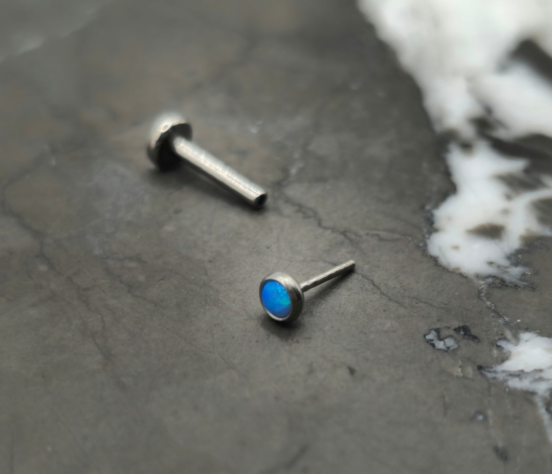 Blue Opal Threadless Labret