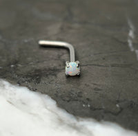 Tiny 2mm White Opal Nose Stud