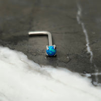 Tiny 2mm Blue Opal Nose Stud