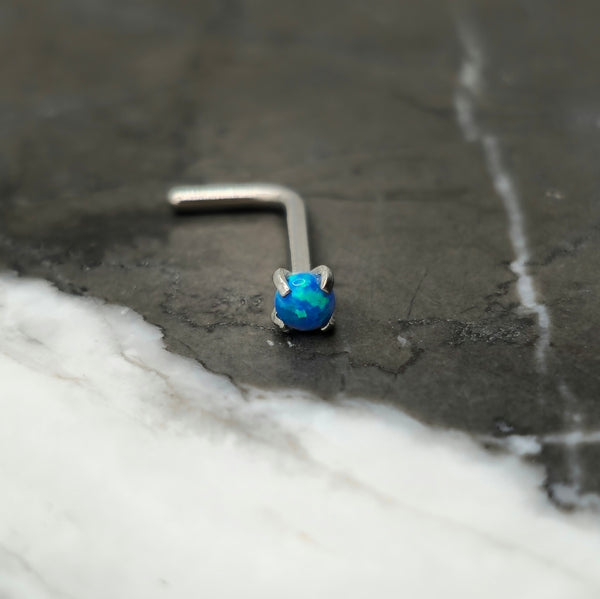 Tiny 2mm Blue Opal Nose Stud