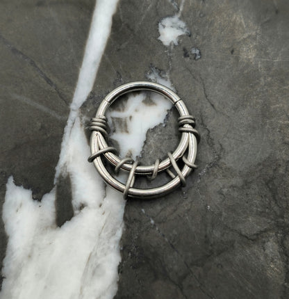 Tangled Silver + Grey Double Hoop Septum Ring