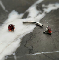 Red Cubic Zirconia Curved Barbell