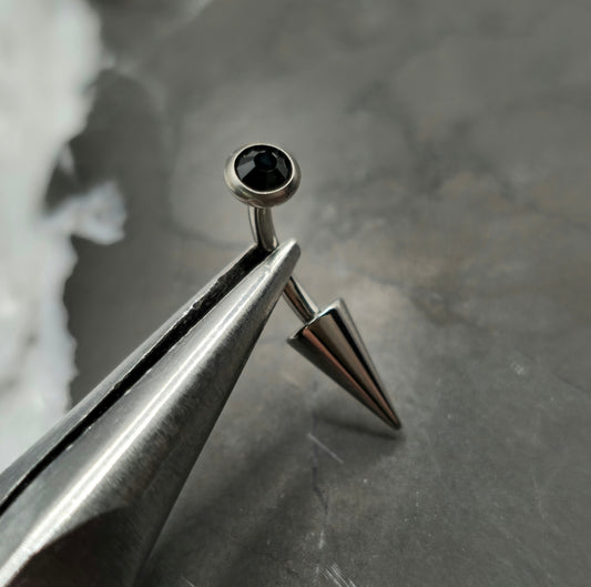 Black + Large Spike Curved Barbell