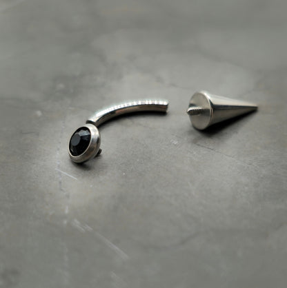 Black + Large Spike Curved Barbell