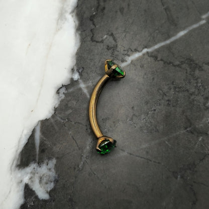 Titanium Bronze + Green Zirconia Curved Barbell