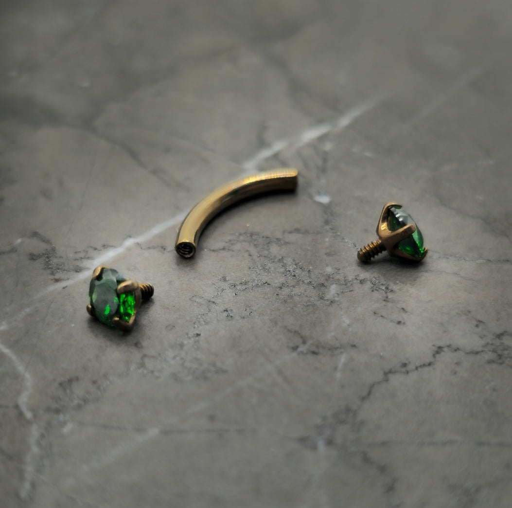 Titanium Bronze + Green Zirconia Curved Barbell