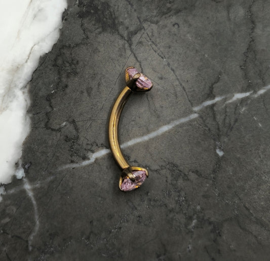 Titanium Bronze + Pink Zirconia Curved Barbell